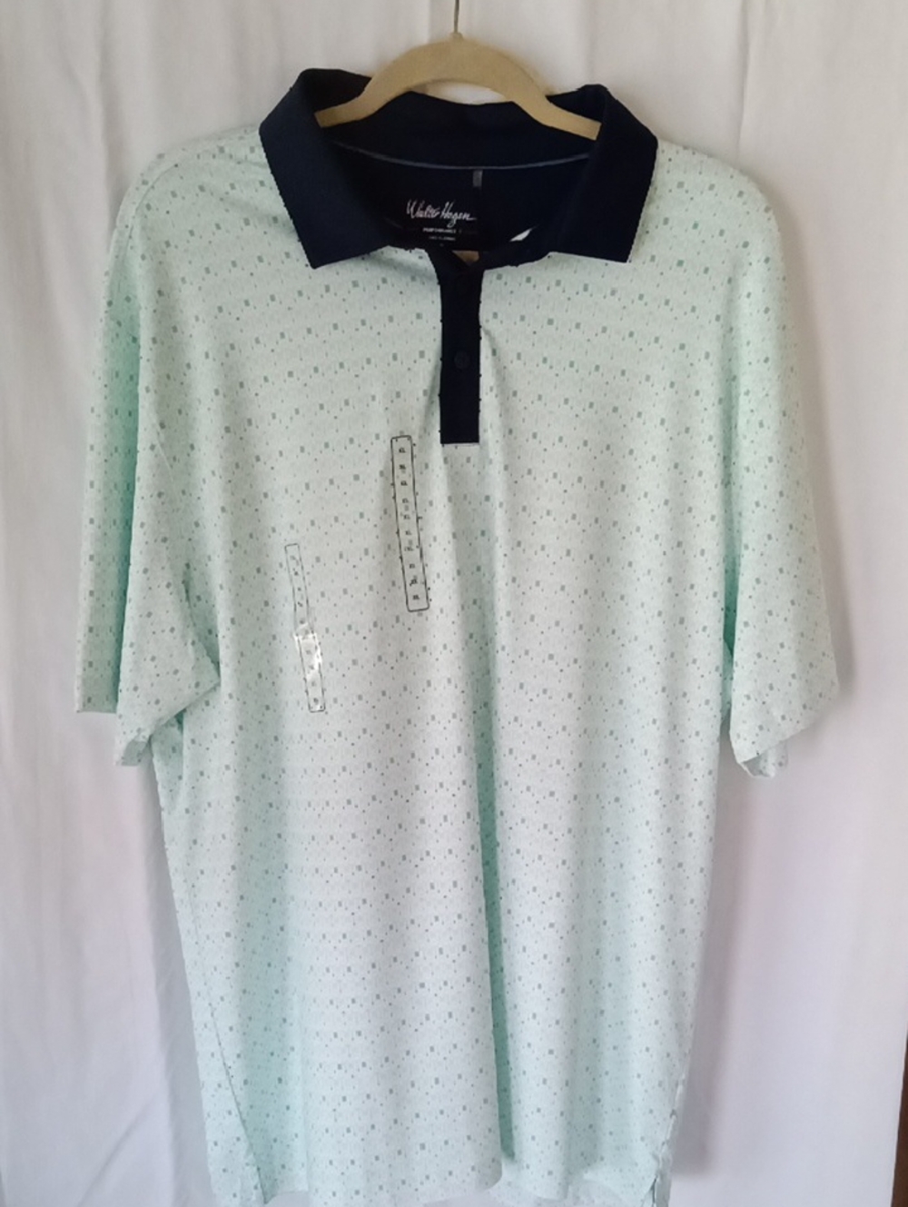 Walter Hagen Mint Green Polo with Navy Collar